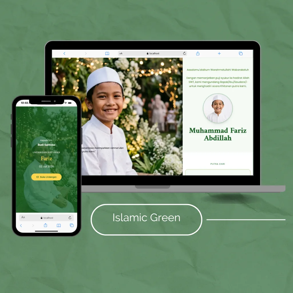 Template undangan digital Islamic Green