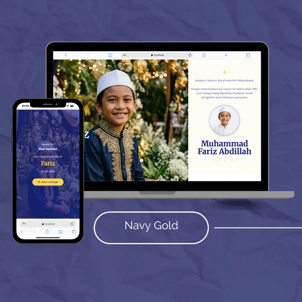 Template undangan digital Navy Gold
